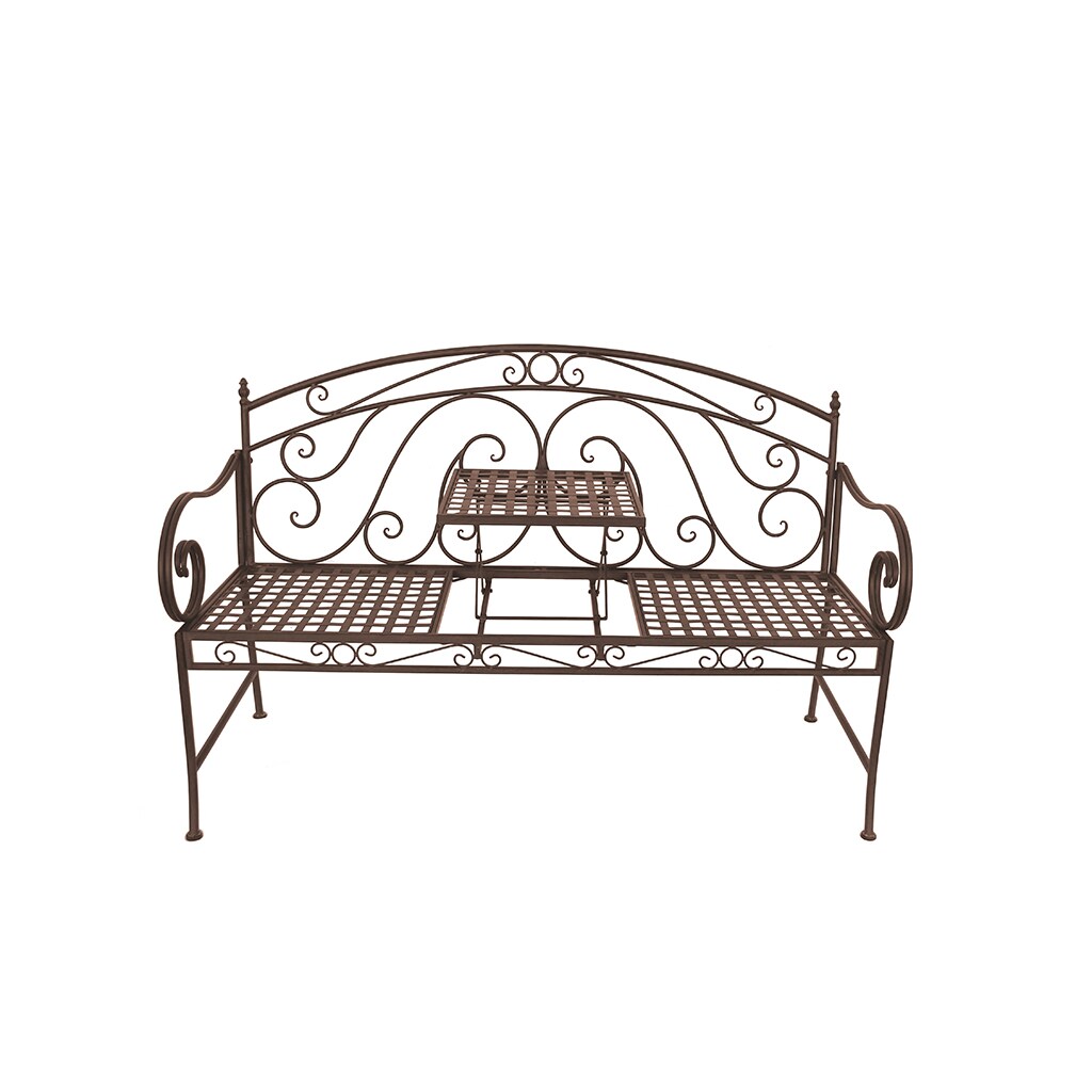 Metallbank Gartenbank Bank mit hochklappbarem Tisch Garten Terrasse