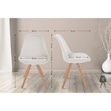thumbnail of Lot de 4 chaises de salle à manger Sofia en tissu Pieds en bois Crème/Nature (rond)