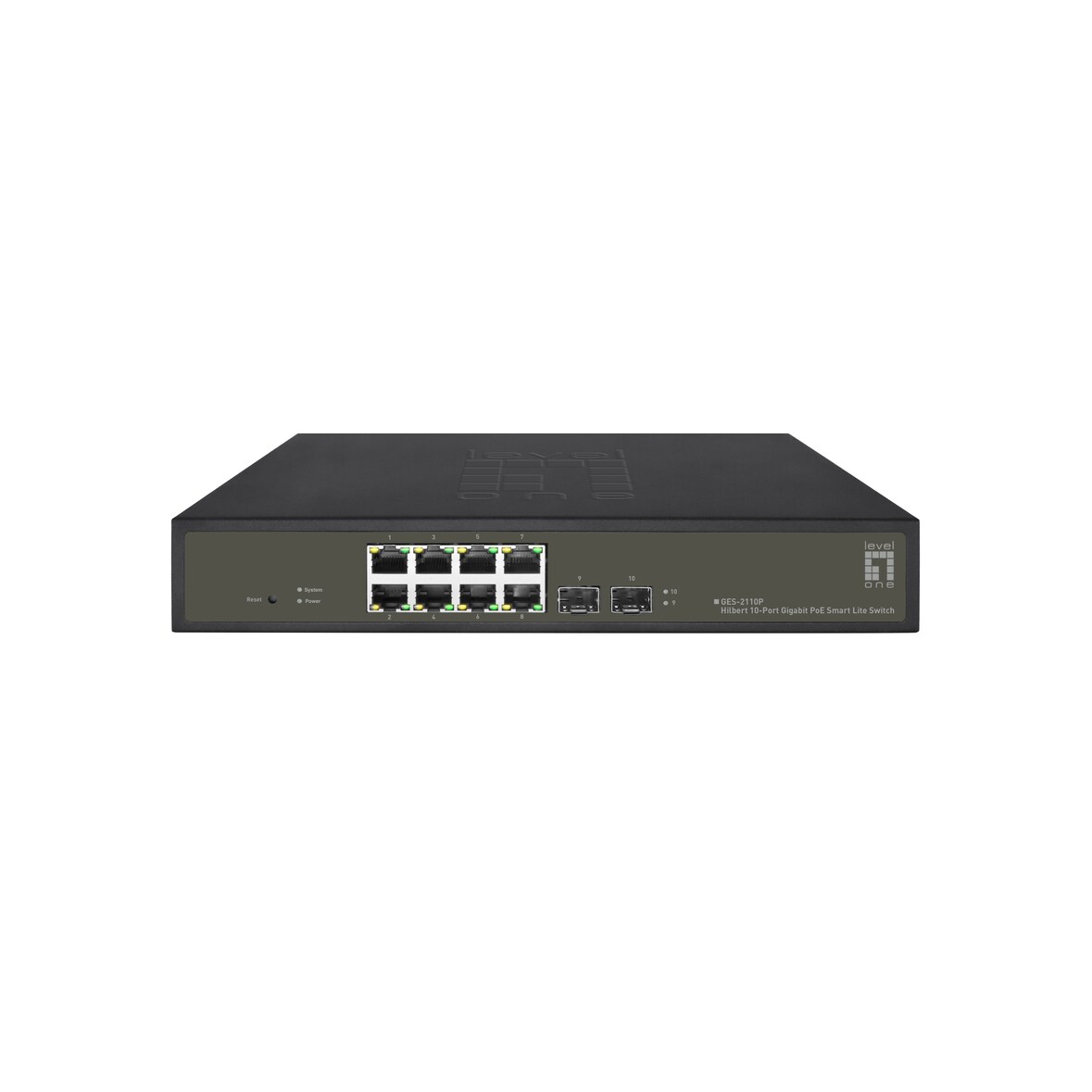 LevelOne Hilbert 10-Port Gigabit PoE Smart Lite Switch, 8 PoE Ausgänge, 2 x Gigabit SFP, 802.3at/af PoE, 130W PoE-Leistungsbudget