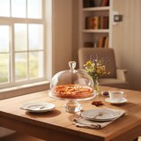 thumbnail of Cloche à gâteaux sur pied diamant en verre