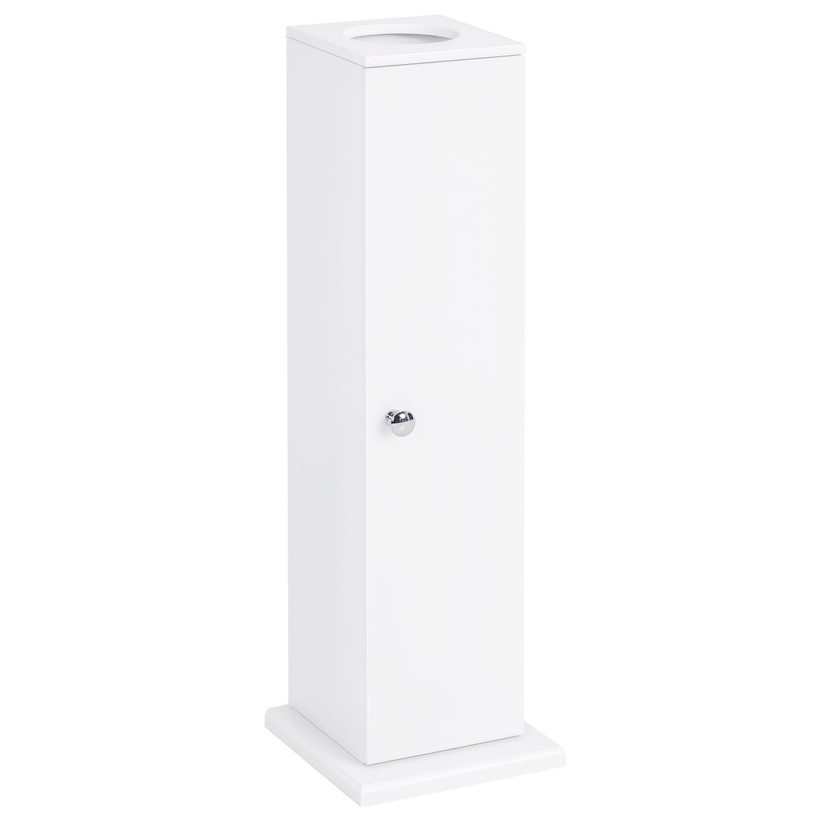 HOMCOM armario de baño estrecho mueble de baño con orificio para papel higiénico y estantes estilo moderno 19,5x19,5x65 cm blanco