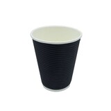 thumbnail of 500 Kaffeebecher Coffee to go 300ml doppelwandig Ø 90x108mm schwarz geriffelt