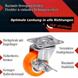 thumbnail of PRIOstahl 2 Lenkrollen + 2 Bremsrollen 38mm Orange Rollen Möbelrollen Spurlos & Leise Premium