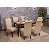 thumbnail of Set di 6 sedie da sala da pranzo Sedia da cucina Sedia M37 ~ Pelle, crema, piedi scuri