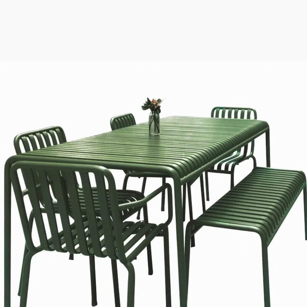 【HYZL1233-120cm】Outdoor Essgruppe Tisch und Stuhlkombination Set aus Eisen garten Tisch und Stuhlset für den Außenbereich Dunkelgrün