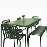 thumbnail of 【HYZL1233-120cm】Outdoor Essgruppe Tisch und Stuhlkombination Set aus Eisen garten Tisch und Stuhlset für den Außenbereich Dunkelgrün