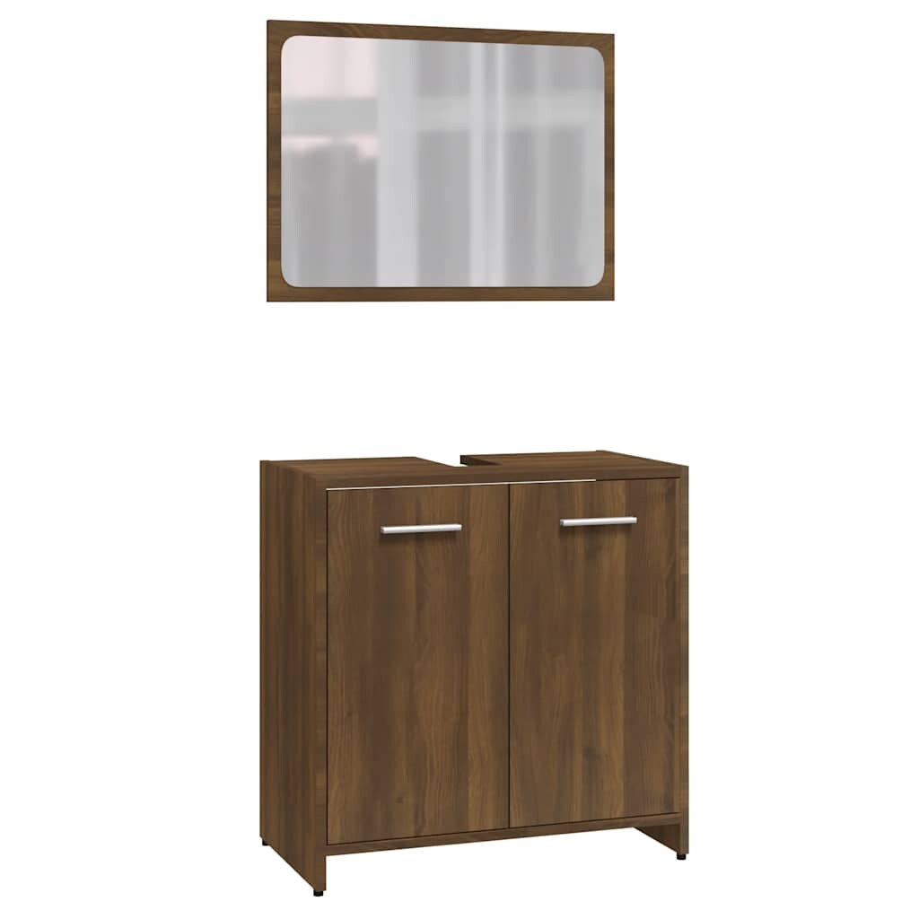 vidaXL Badmöbel-Set Braun Eichen-Optik Holzwerkstoff 33x60x98cm