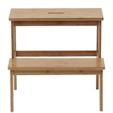thumbnail of Tritthocker HWC-B87, Stufenhocker Trittbank Holzhocker, Bambus 43x47x38cm