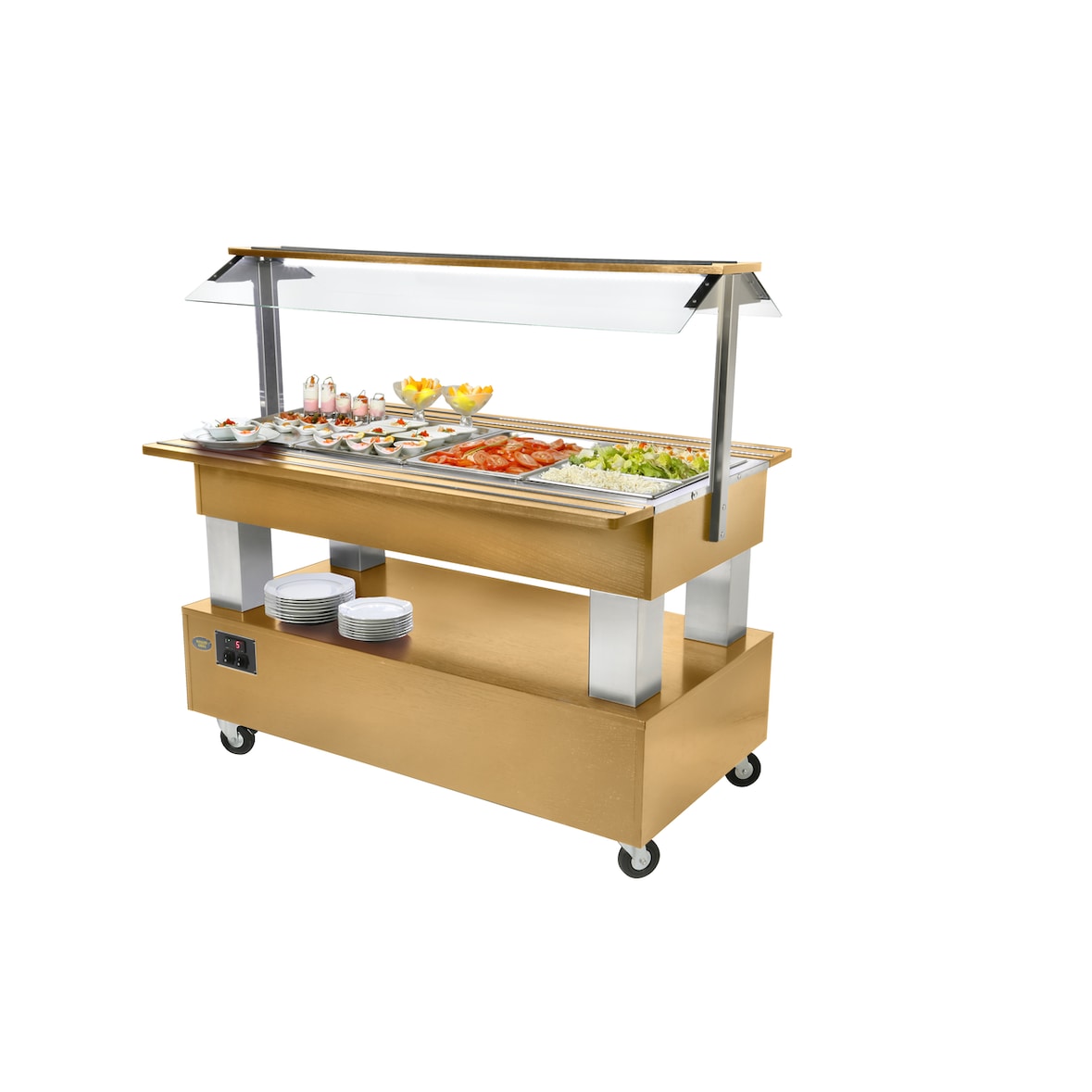 METRO Professionnel Buffet salad'bar froid 4 GN 1/1, 500W, bois