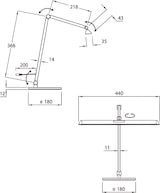 Eine Tischlampe mit verstellbarem Arm und Kopf.