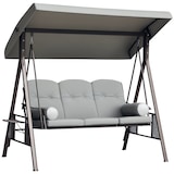 thumbnail of Columpio de Jardín de 3 Plazas con Techo Parasol 2 Cojines Bandeja para Bebidas Marco de Metal Terraza Exterior Carga 360kg 116x206x183cm