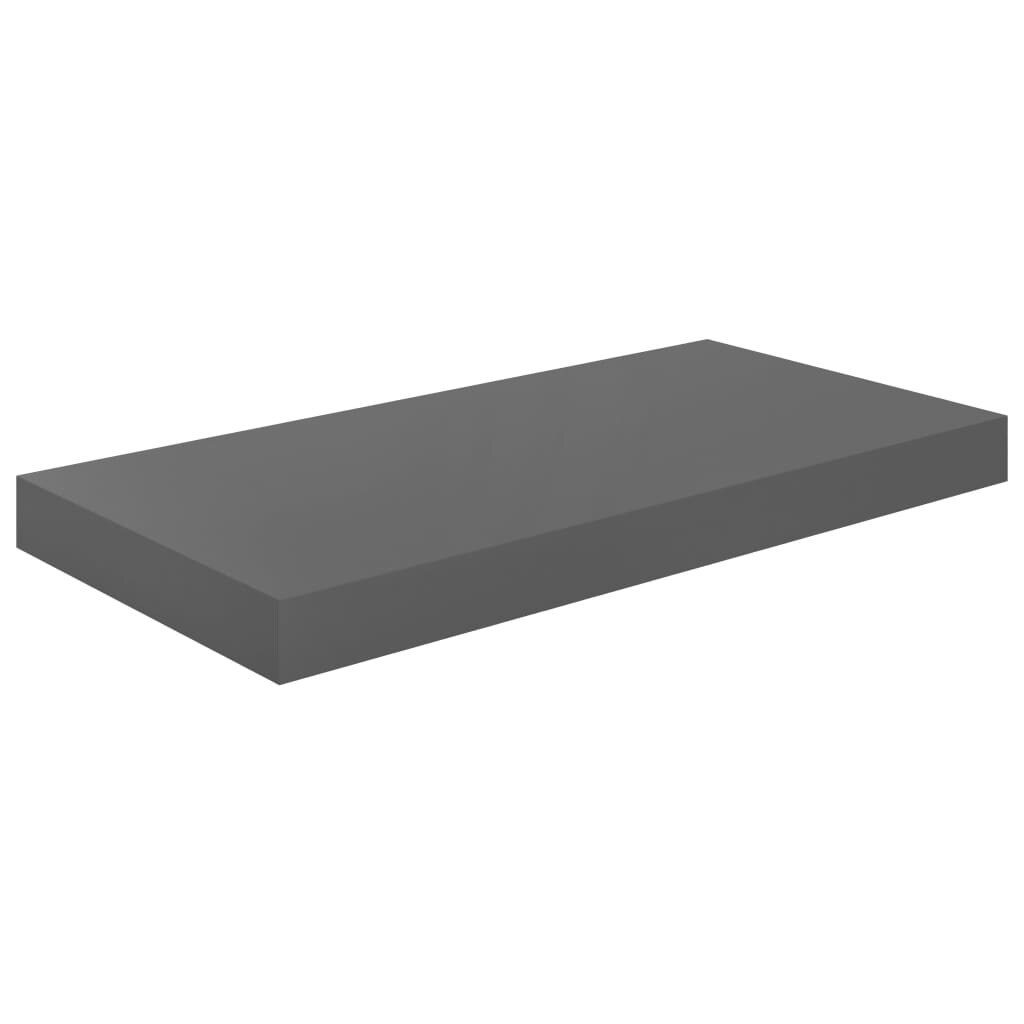 vidaXL Schweberegal Hochglanz-Grau 50x23x3,8 cm MDF