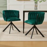 thumbnail of Drehstuhl Sessel 56x50x70 cm 2er Set 180 Grad Schwenkfunktion ergonomische Rückenform Metallgestell Velours Smaragdgrün