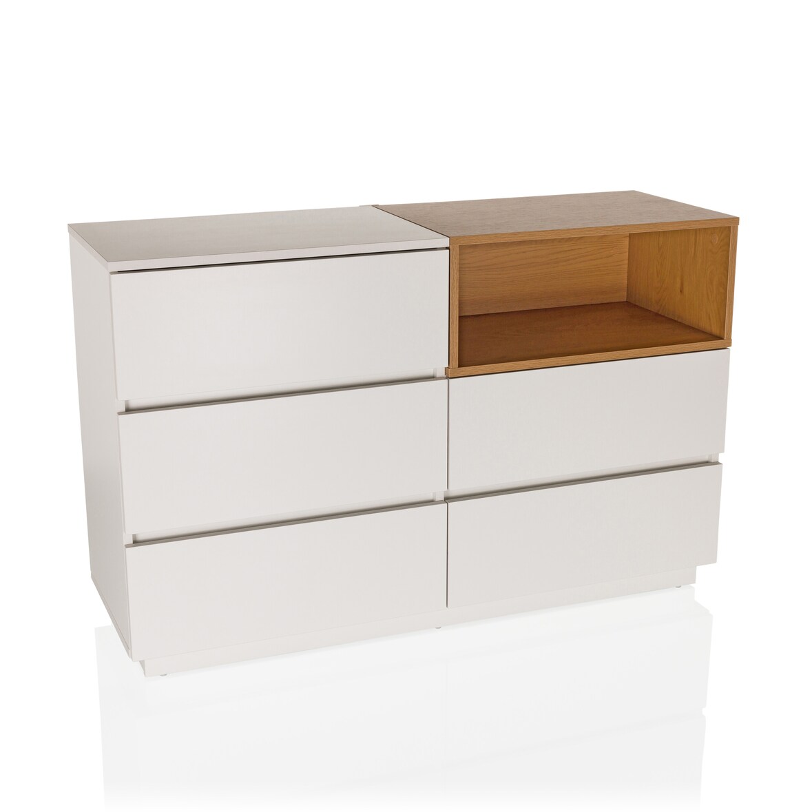 Sideboard MELMO S 120x40x76 cm 5 Schubladen weiß/eiche hjh LIVING