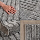 thumbnail of Carpetsale24 Wohnzimmer Teppich 160x230 cm Grau Hochflor Skandi Boho Karo Design Hoch-Tief Effekt Weicher Flauschig Pflegeleicht für couchtisch