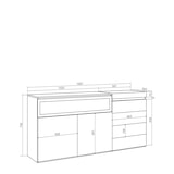 thumbnail of Sideboard, Schrank, Buffet, Ablage, 157x35x75cm, Schlafzimmer, Elektrischer Kamin, Schubladen, Frisiertisch, Zementgrau _ 444_11