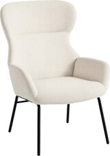 thumbnail of Polstersessel Ohrenbackenstil 104x75x70 cm Cremeweiß mit hoher Rückenlehne 11 cm Sitzpolster Stahlbeine robust für Wohnzimmer Schlafzimmer