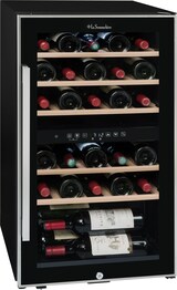 thumbnail of LA SOMMELIERE Cantinetta vino doppiazona per il servizio con porta vetro full glass nera con bordo inox. Larghezza 48cm, altezza 86cm