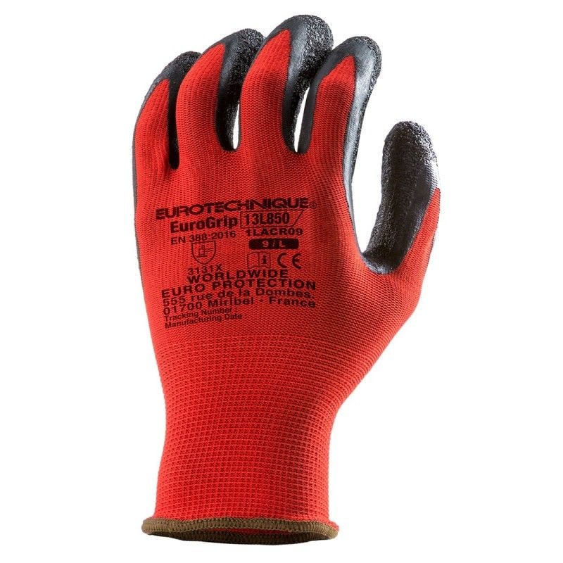Coverguard - Gants manutention rouge gris EUROLITE 13L850 (Pack de 10) Rouge / Gris Taille 9