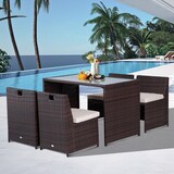thumbnail of Outsunny Set Mobili da Giardino in Rattan Marrone 5pz Tavolo e Sedie