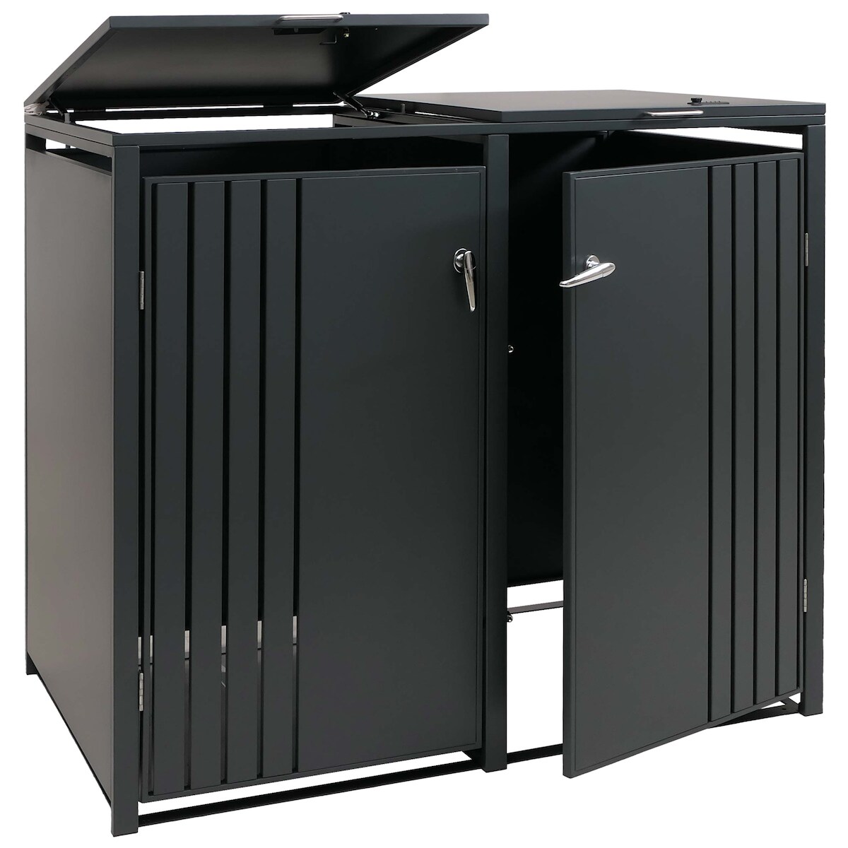 Proregal 2er-Mülltonnenverkleidung mit Deckel | HxBxT 122x132x84 cm | Anthrazit | Mülltonne 53kg