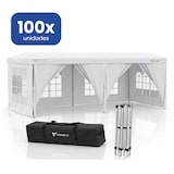 thumbnail of Pack 100 Carpas Plegables 3x6m Blanca XL 18m² - 5 Paredes Ventanas Puertas - Techo Oxford 210D Impermeable - Estructura Reforzada Bolsa