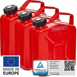 thumbnail of BW® Kraftstoffkanister Metall Benzinkanister 3x 5 Liter mit Schraubverschluss - Rot - RAL 3000 - TÜV-geprüft und UN-Zulassung - Made in Europe
