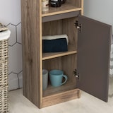 thumbnail of Armario Alto para Baño Mueble Columna de Baño con 2 Puertas y 2 Estantes Abiertos Almacenamiento Auxiliar para Salón 30x24x170 cm Roble y Gris