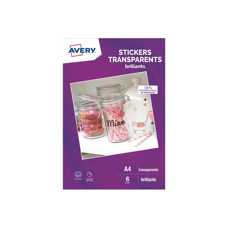 Papier D Impression Avery Dennison Autocollants Transparents A4 6 Feuilles
