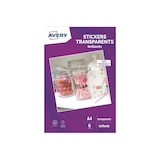 thumbnail of Papier D Impression Avery Dennison Autocollants Transparents A4 6 Feuilles