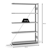 thumbnail of PROREGAL Fachbodenregal Stecksystem | Anbauregal | HxBxT 200x130x30cm | 5 Ebenen | Fachlast 200 kg | Einseitig nutzbar | Verzinkt