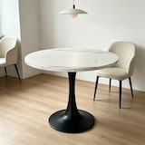 thumbnail of Esstisch MDF Weiß/Schwarz Ø80 cm, rund, mit Metall-Pedestal