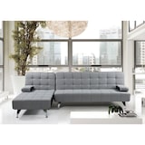 thumbnail of Schlafsofa HWC-K22, Couch Ecksofa Sofa, Liegefläche links/rechts Schlaffunktion 236cm ~ Stoff/Textil hellgrau, schwarz