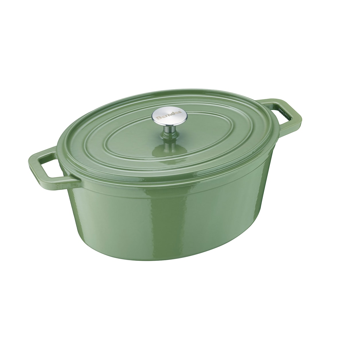 Bräter/Kochtopf 31x24 cm, oval, Gusseisen, grün - b.iron