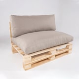 thumbnail of Palete de sofá com almofadas, pinho novo, Poliéster 250 gr, Cor Castanho Olefina, 120x80x70