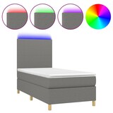 thumbnail of vidaXL Boxspringbett mit Matratze & LED Dunkelgrau 90x190 cm Stoff