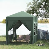 thumbnail of CCarpa plegable 2x2 m cenador de jardín con 4 paredes laterales tela Oxford 2 puertas 2 ventanas y bolsa de transporte verde