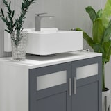 thumbnail of kleankin Móvel para Lavatório Pousar com 2 Portas com Vidro Temperado e Prateleira Ajustável 69x35x59 cm Branco e Cinza