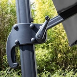 thumbnail of Parasol descentrado 3×3 m inclinable, giratorio y con 4 losas rellenables de aluminio gris