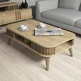 thumbnail of Dmora Wohnzimmertisch Dmoll, Niedriger Wohnzimmertisch, Kaffeeregal, Couchtisch für Sofa, 105x60h35 cm, Eiche