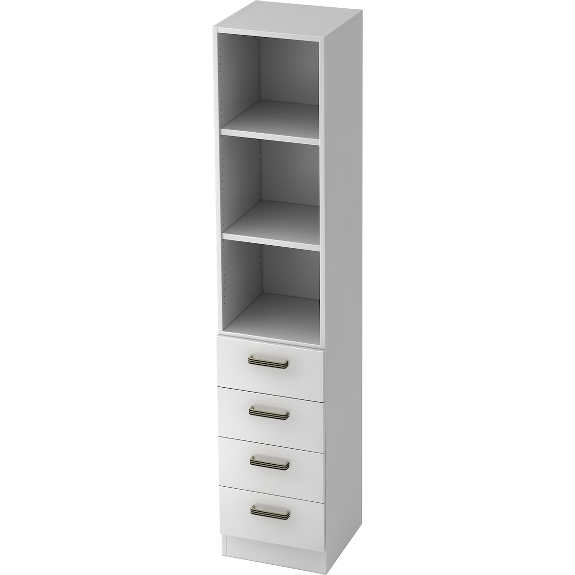 bümö office Aktenschrank Regal mit Schubladen, Büroschrank schmal aus FSC-Holz, 40cm breit in weiß - Aktenregal & Schubladenschrank mit