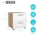 thumbnail of WellHome - Table de chevet avec 2 tiroirs en coloris Chêne et Blanc 40 x 41 x 43 cm - Segre Oak