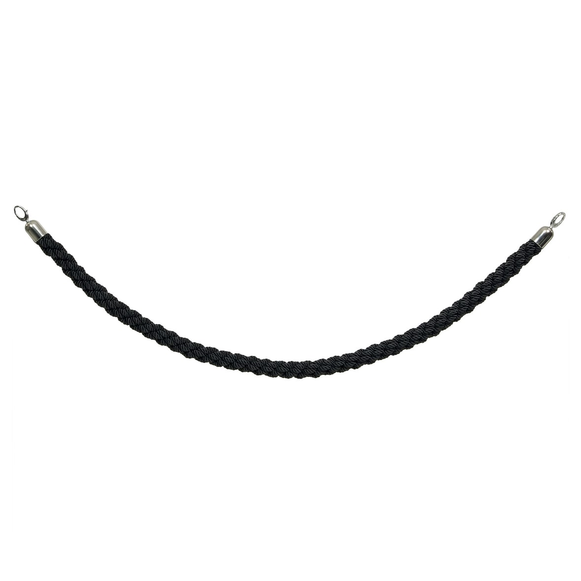 Securit® Gevlochten koord voor afzetpaal "Classic" - Zwart - Verchroomde uiteinden - 150cm