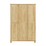 thumbnail of Möbilia Kleiderschrank | 3 Türen | Kleiderstange und Einlegeböden | Kiefer-Holz massiv | B 120 x T 52 x H 178 cm | natur | 19020012 | Serie SCHRANK