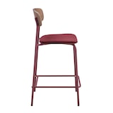 thumbnail of Set van 2 hoge stoelen in bordeauxrood hout