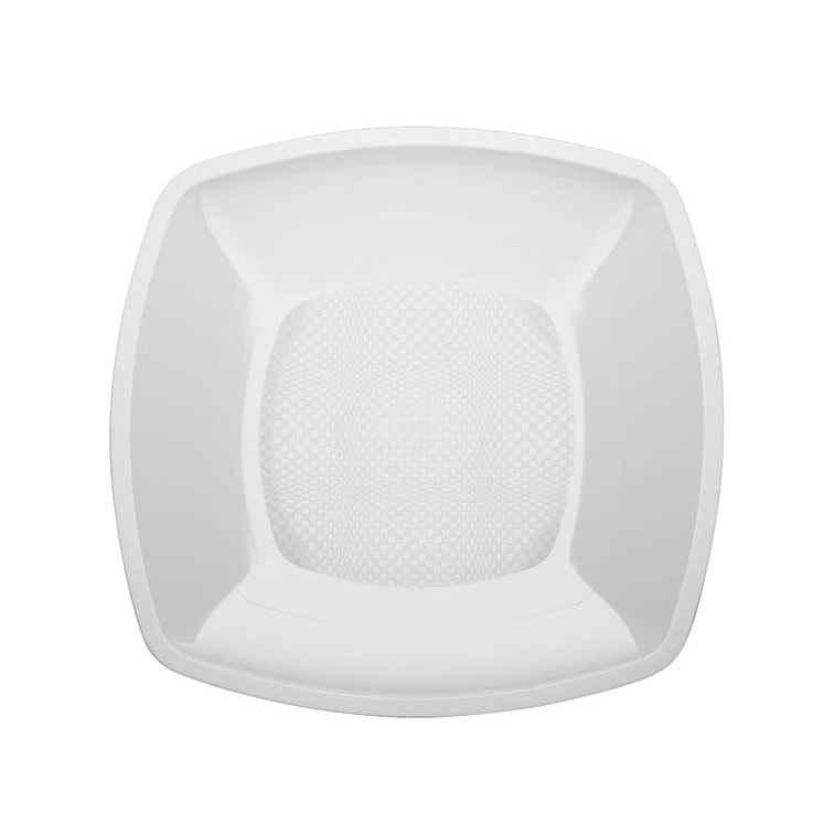 MONOUSO - Wiederverwendbare Robuste Teller PP Flach Quadratisch Weiß "Square" 23cm (300 Stück)