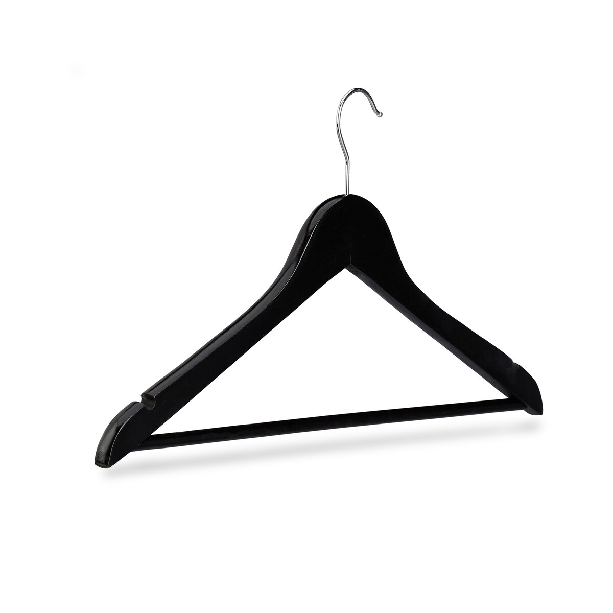 Relaxdays Kleiderbügel Set Holz, 20er Pack Garderobenbügel, Hemden & Hosen, 360° drehbar, Bügel HxB 23 x 44 cm, schwarz