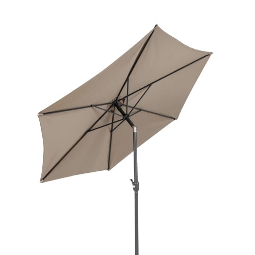 XXL Alu Sonnenschirm Ø 3 m Kurbelschirm Garten Balkon Terrasse knickbar taupe : Taupe