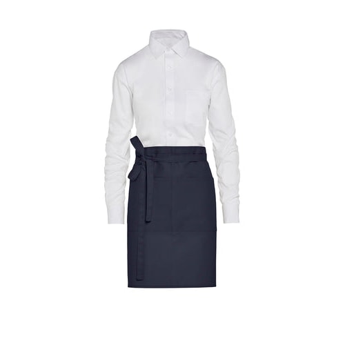 BRUSSELS - Short Recycled Bistro Apron with Pocket: One Size / Navy
