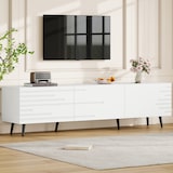 thumbnail of TV-Schrank aus MDF in Weiß, 180 x 40 x 48 cm, 3 Klapptüren, geeignet für Fernseher bis ca. 80 Zoll
